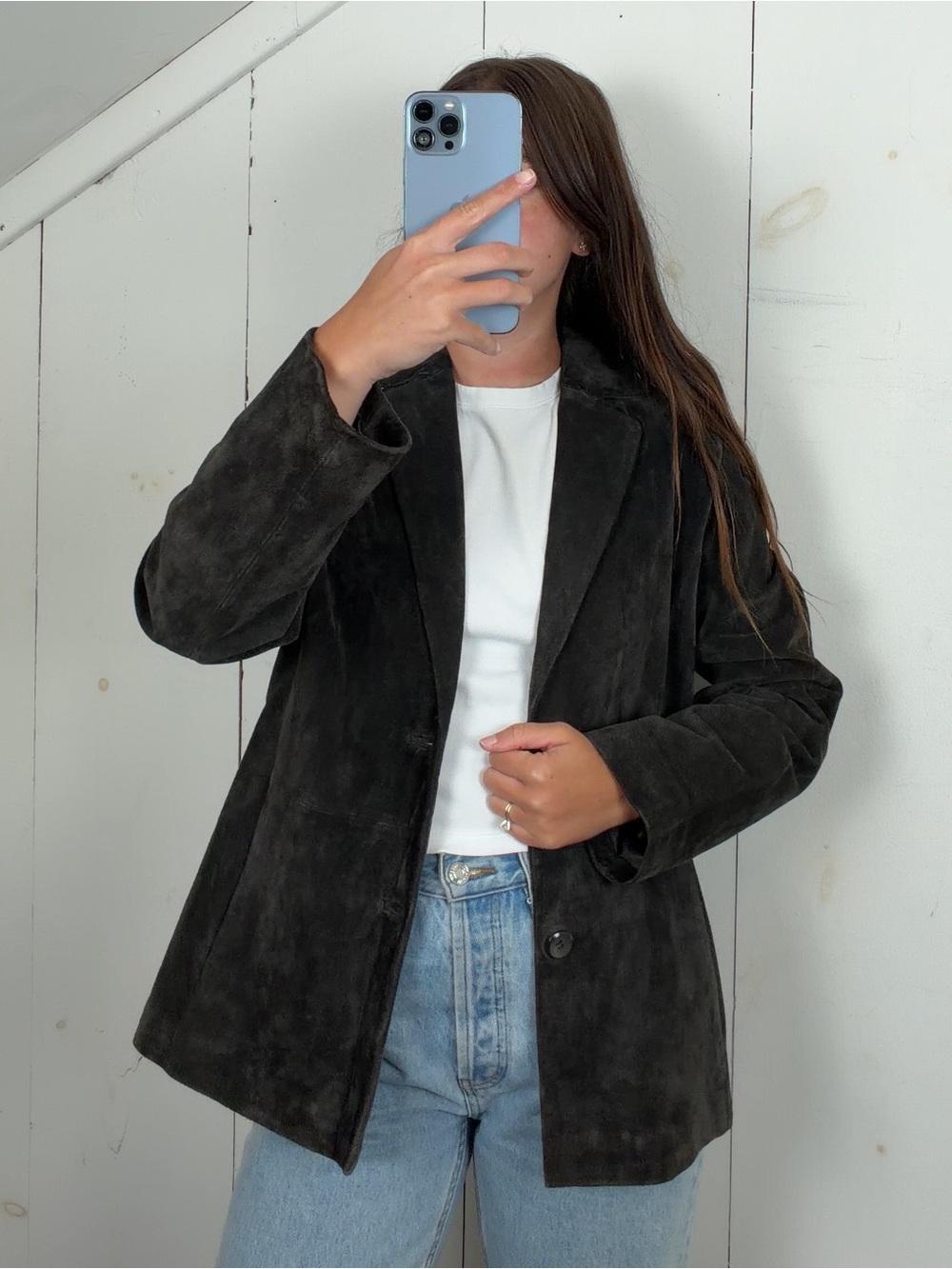 Vintage Siena Brown Suede Leather Blazer Jacket Women’s 6 Small Preppy 90s Y2K